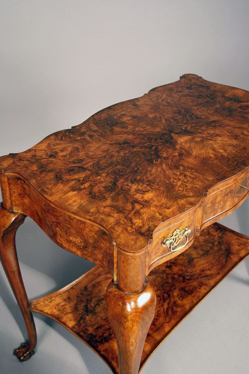 fig 5. A Quality Burr Walnut Silver Table With Tray