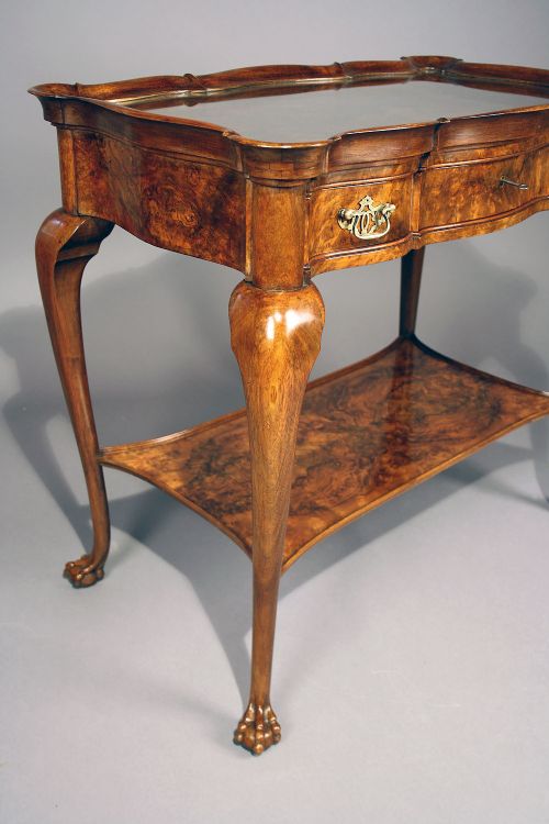 fig 7. A Quality Burr Walnut Silver Table With Tray