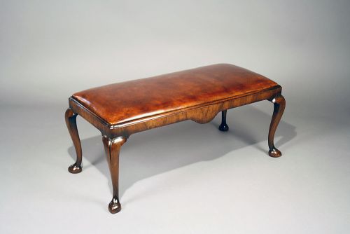 fig 4. Antique Walnut Duet Stool With Leather Upholstery