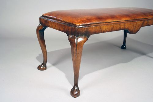 fig 5. Antique Walnut Duet Stool With Leather Upholstery