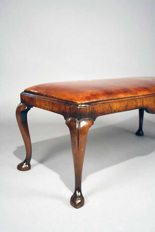 fig 6. Antique Walnut Duet Stool With Leather Upholstery