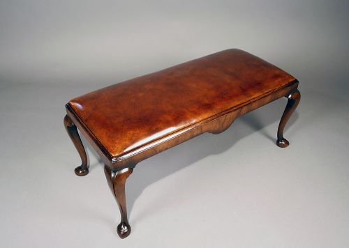 fig 7. Antique Walnut Duet Stool With Leather Upholstery