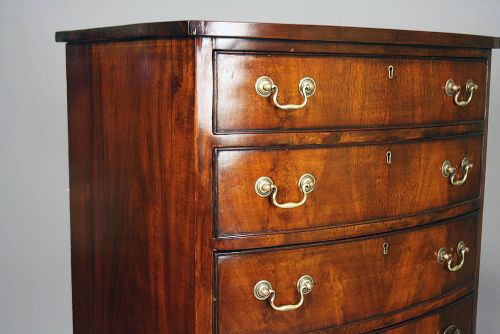 fig 3. Antique Mahogany Tall Bow Chest Of Drawers