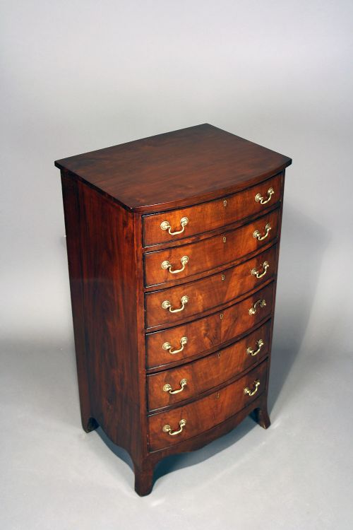 fig 5. Antique Mahogany Tall Bow Chest Of Drawers