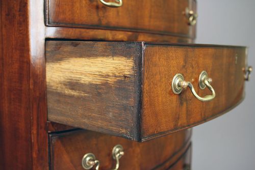 fig 6. Antique Mahogany Tall Bow Chest Of Drawers