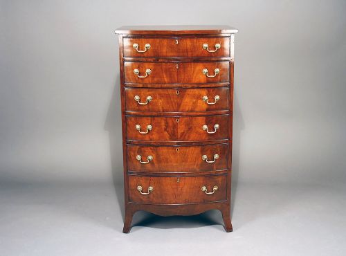 fig 7. Antique Mahogany Tall Bow Chest Of Drawers