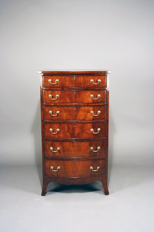 fig 8. Antique Mahogany Tall Bow Chest Of Drawers