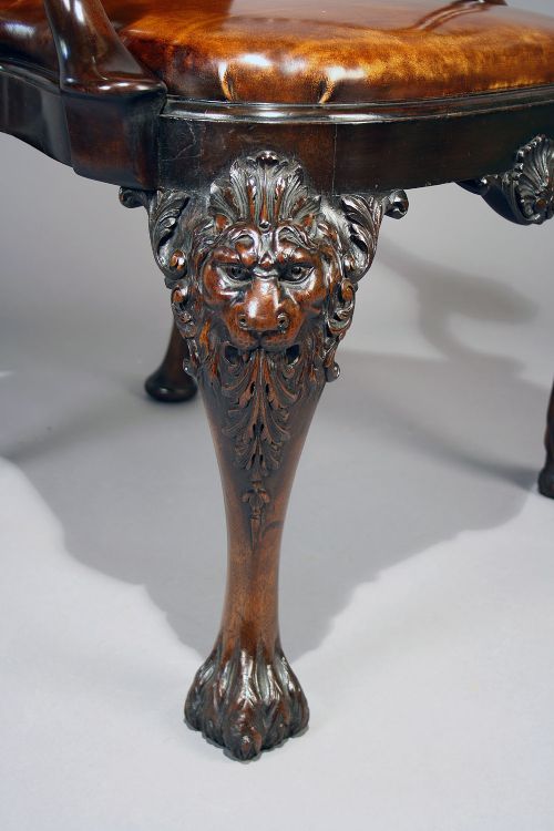 fig 7. Exceptional Quality Antique Walnut Leather Chair
