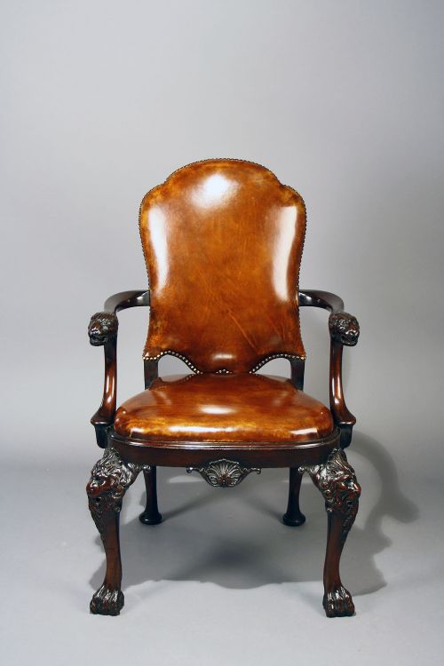 fig 8. Exceptional Quality Antique Walnut Leather Chair