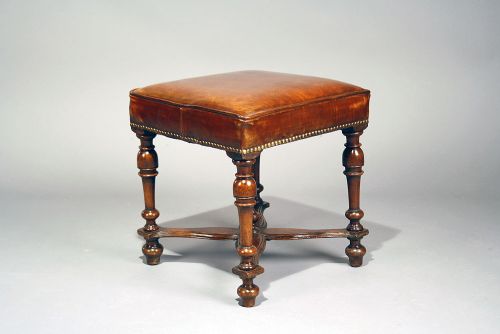 fig 1. Walnut Victorian Leather Stool