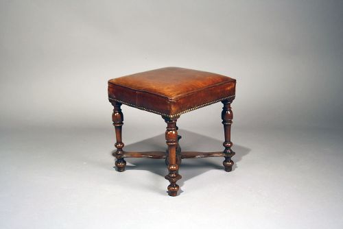 fig 3. Walnut Victorian Leather Stool