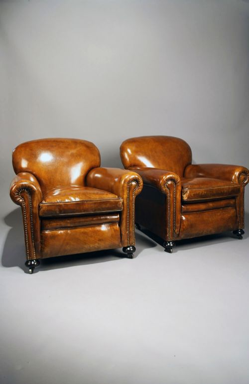 fig 2. Pair of Antique Leather Armchairs