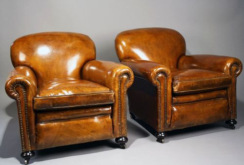 fig 3. Pair of Antique Leather Armchairs