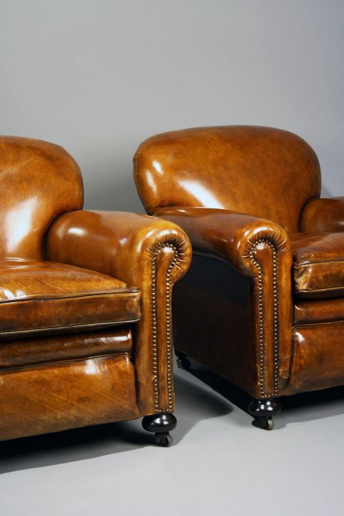 fig 4. Pair of Antique Leather Armchairs