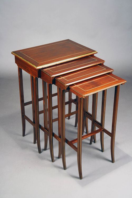A French Nest of Four Brass Inlaid Tables