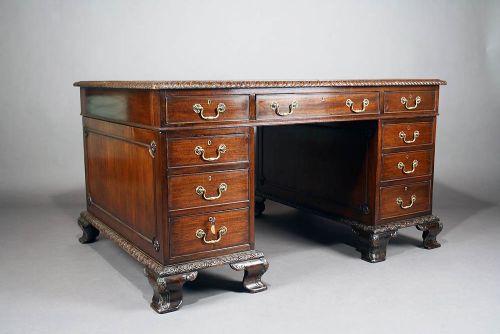fig 1. Fine Quality Antique Mahogany Partners Desk 