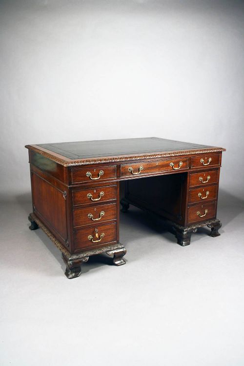 fig 2. Fine Quality Antique Mahogany Partners Desk 