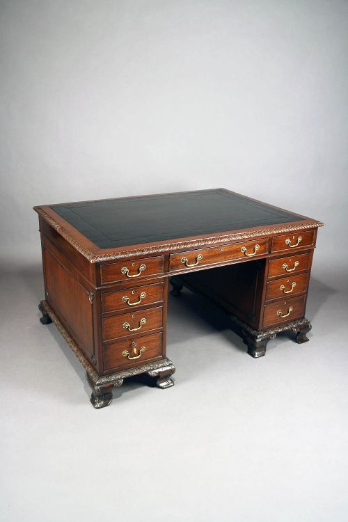 fig 3. Fine Quality Antique Mahogany Partners Desk 