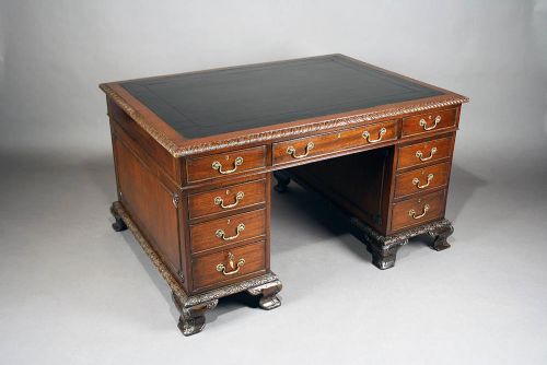 fig 4. Fine Quality Antique Mahogany Partners Desk 