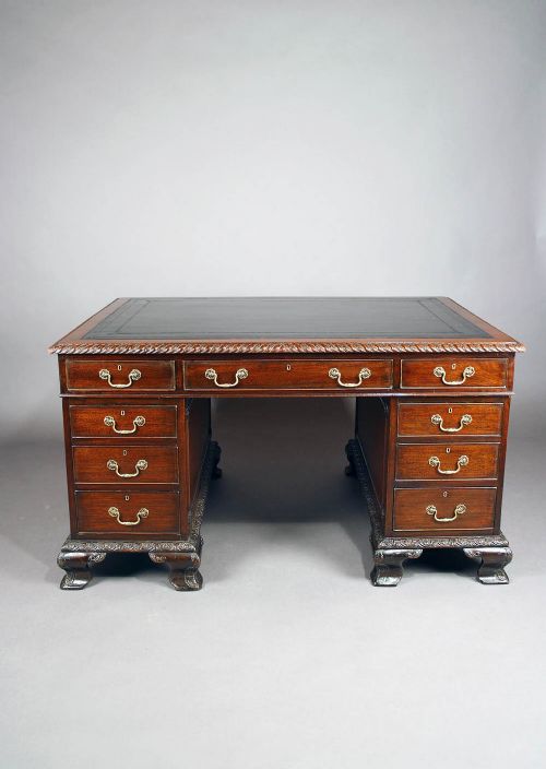 fig 7. Fine Quality Antique Mahogany Partners Desk 