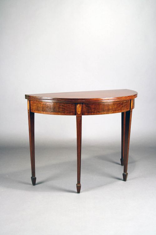 Georgian Mahogany Inlaid Demi Lune Tea Table