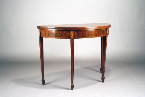 fig 1. Georgian Mahogany Inlaid Demi Lune Tea Table