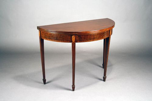 fig 2. Georgian Mahogany Inlaid Demi Lune Tea Table