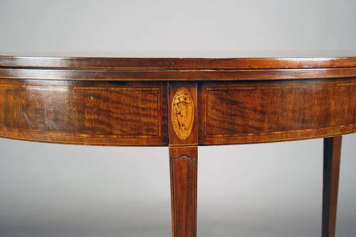 fig 4. Georgian Mahogany Inlaid Demi Lune Tea Table