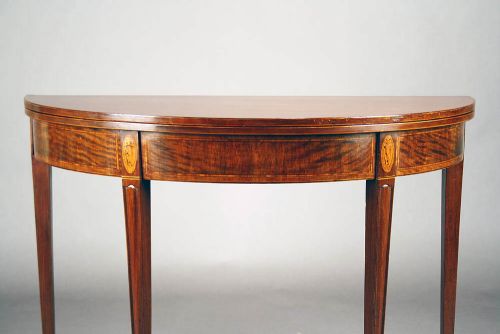fig 9. Georgian Mahogany Inlaid Demi Lune Tea Table