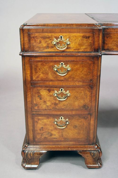 fig 8. Quality Antique Burr Walnut Pedestal Desk