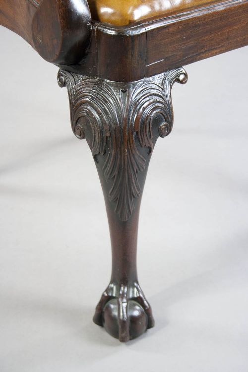fig 2. Georgian Mahogany Desk Chair Leather Squab
