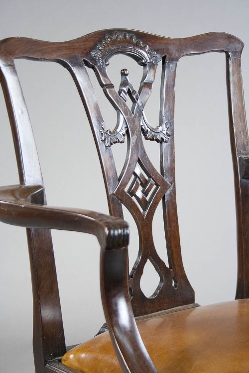 fig 4. Georgian Mahogany Desk Chair Leather Squab