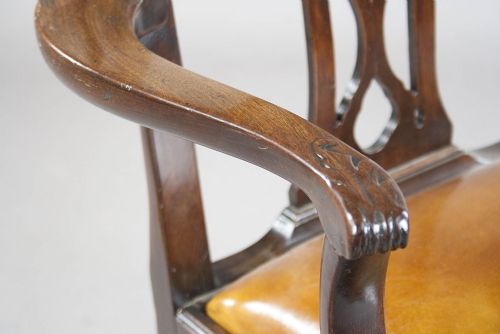 fig 5. Georgian Mahogany Desk Chair Leather Squab