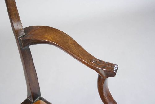 fig 6. Georgian Mahogany Desk Chair Leather Squab