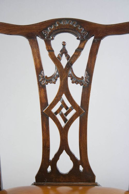 fig 8. Georgian Mahogany Desk Chair Leather Squab