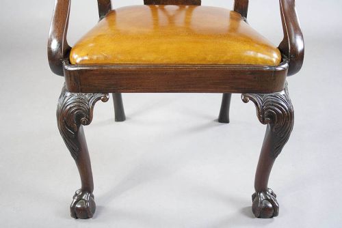 fig 9. Georgian Mahogany Desk Chair Leather Squab