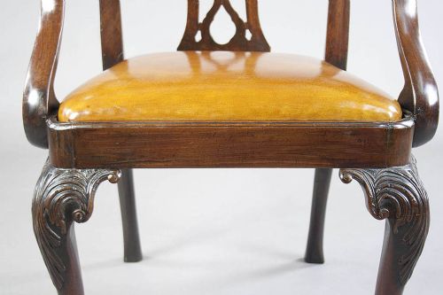 fig 10. Georgian Mahogany Desk Chair Leather Squab