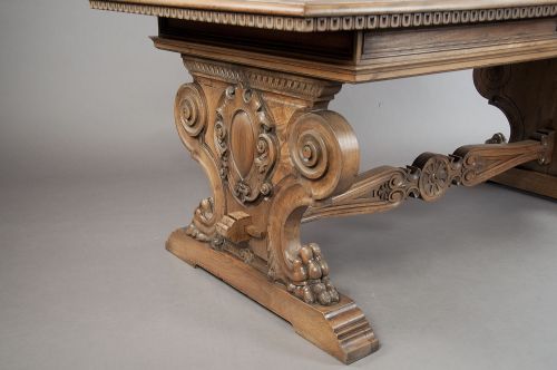 fig 3. Stunning Antique Carved Walnut Table
