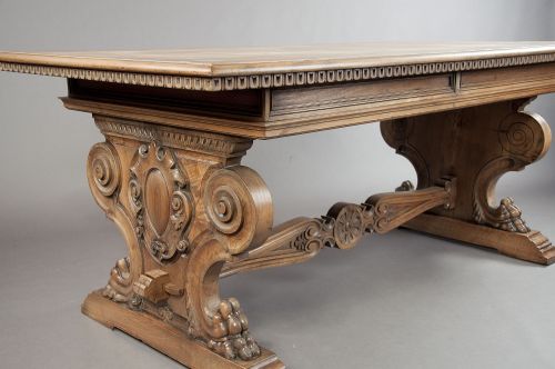 fig 4. Stunning Antique Carved Walnut Table