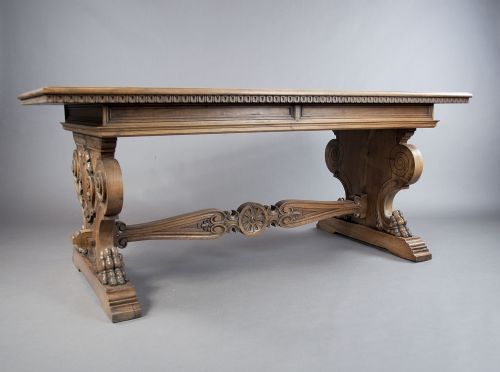 fig 6. Stunning Antique Carved Walnut Table