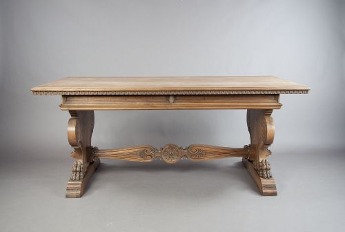 fig 8. Stunning Antique Carved Walnut Table