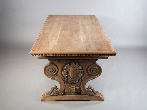 fig 9. Stunning Antique Carved Walnut Table