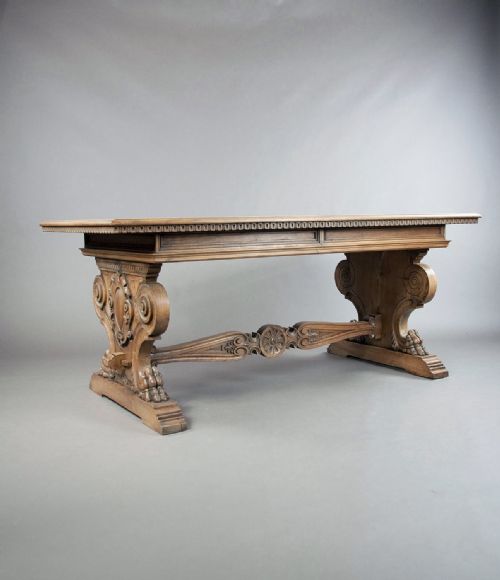 fig 2. Stunning Antique Carved Walnut Table