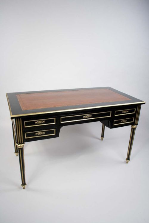 Stunning French Late 19th C Ebonised and Brass Writing Desk