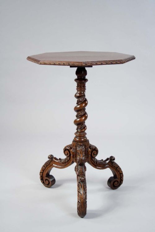 Victorian Carved Oak Hexangonal Top Table