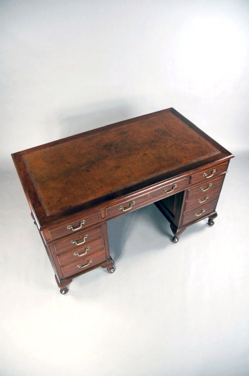 fig 3. Edwardian Mahogany Pedestal Desk