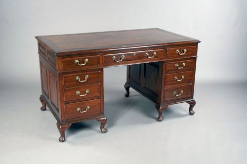 fig 9. Edwardian Mahogany Pedestal Desk