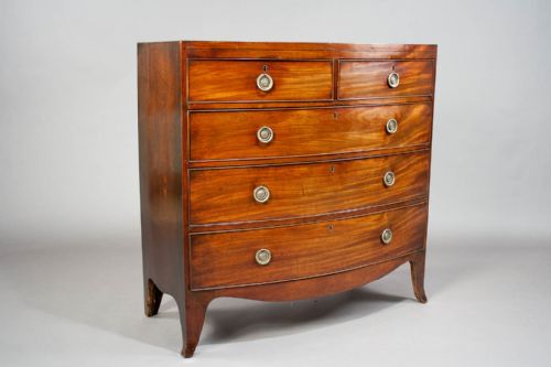 fig 2. Georgian Mahogany Bow Chest Of Drawers Original Wax Finish