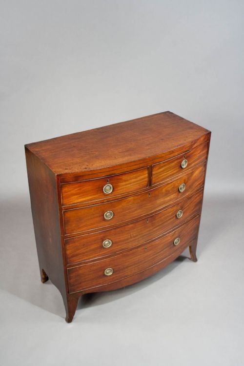 fig 6. Georgian Mahogany Bow Chest Of Drawers Original Wax Finish