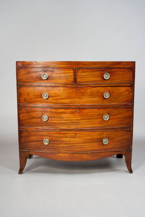 fig 9. Georgian Mahogany Bow Chest Of Drawers Original Wax Finish